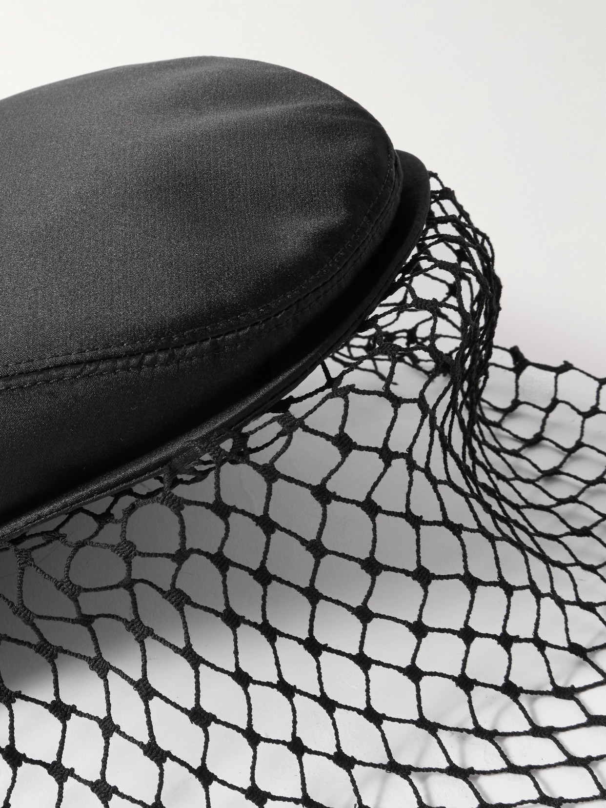 Shop Dolce & Gabbana Duchesse-satin Veiled Flat Cap In Black