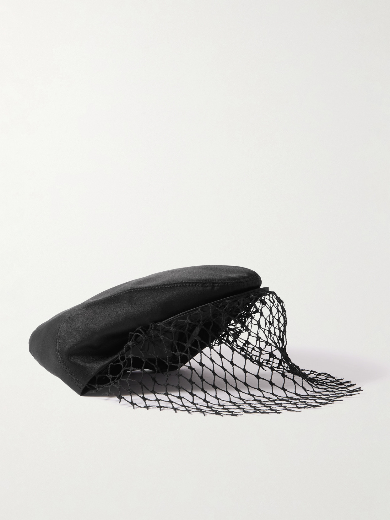 Dolce & Gabbana Duchesse-satin Veiled Flat Cap In Black