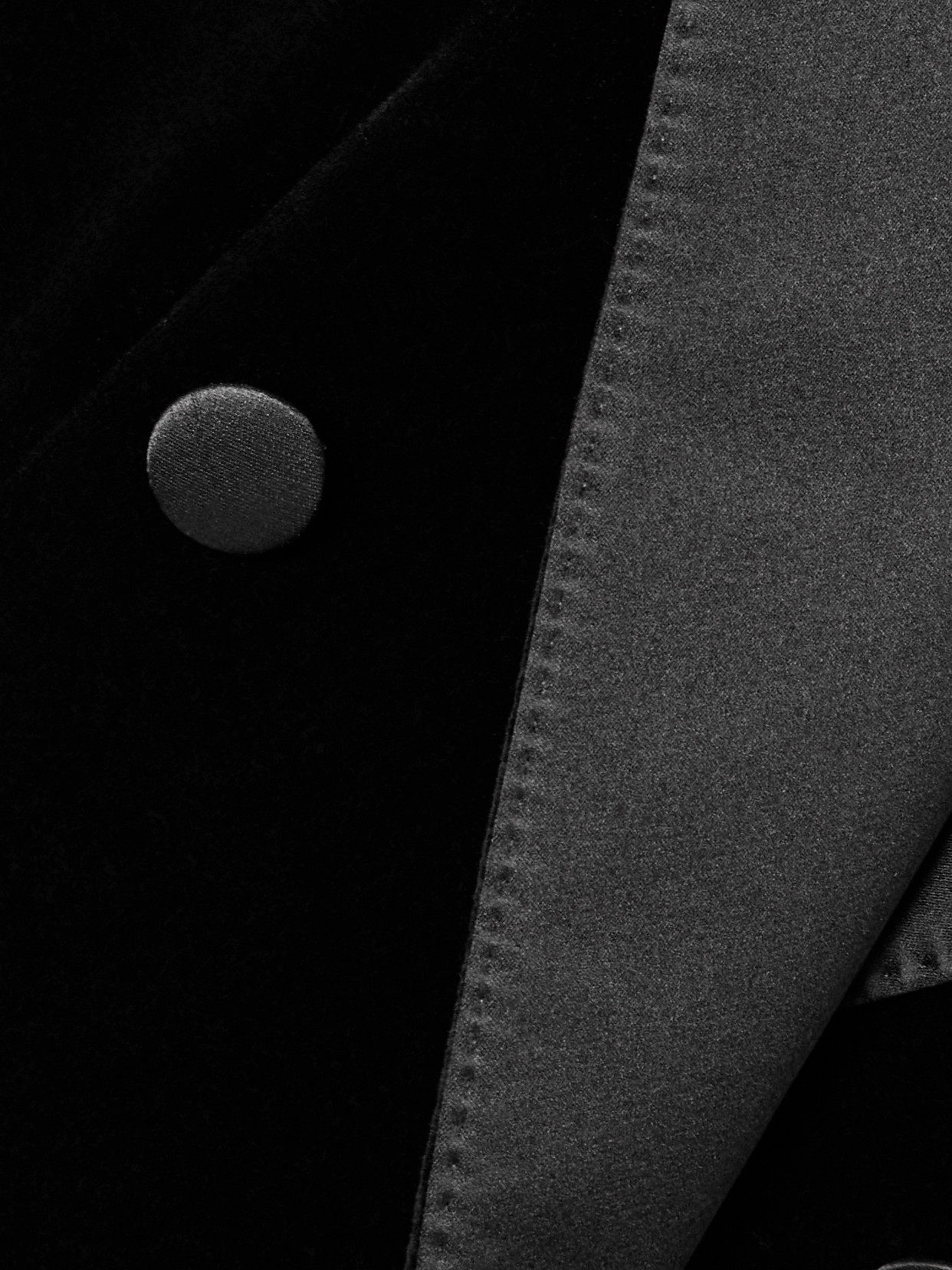 Dolce & Gabbana Double-breasted Satin-trimmed Velvet Coat In Black