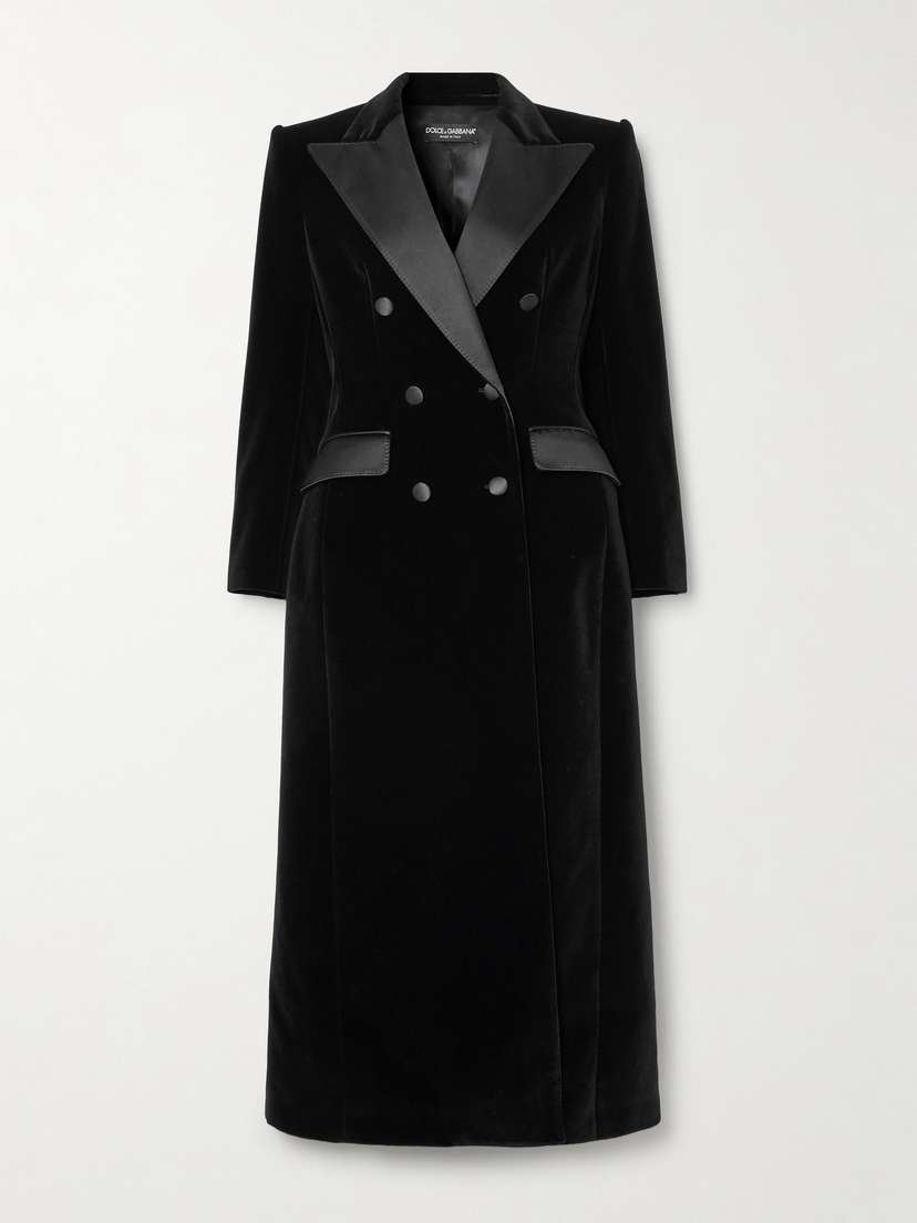 Dolce & Gabbana Double-breasted Satin-trimmed Velvet Coat