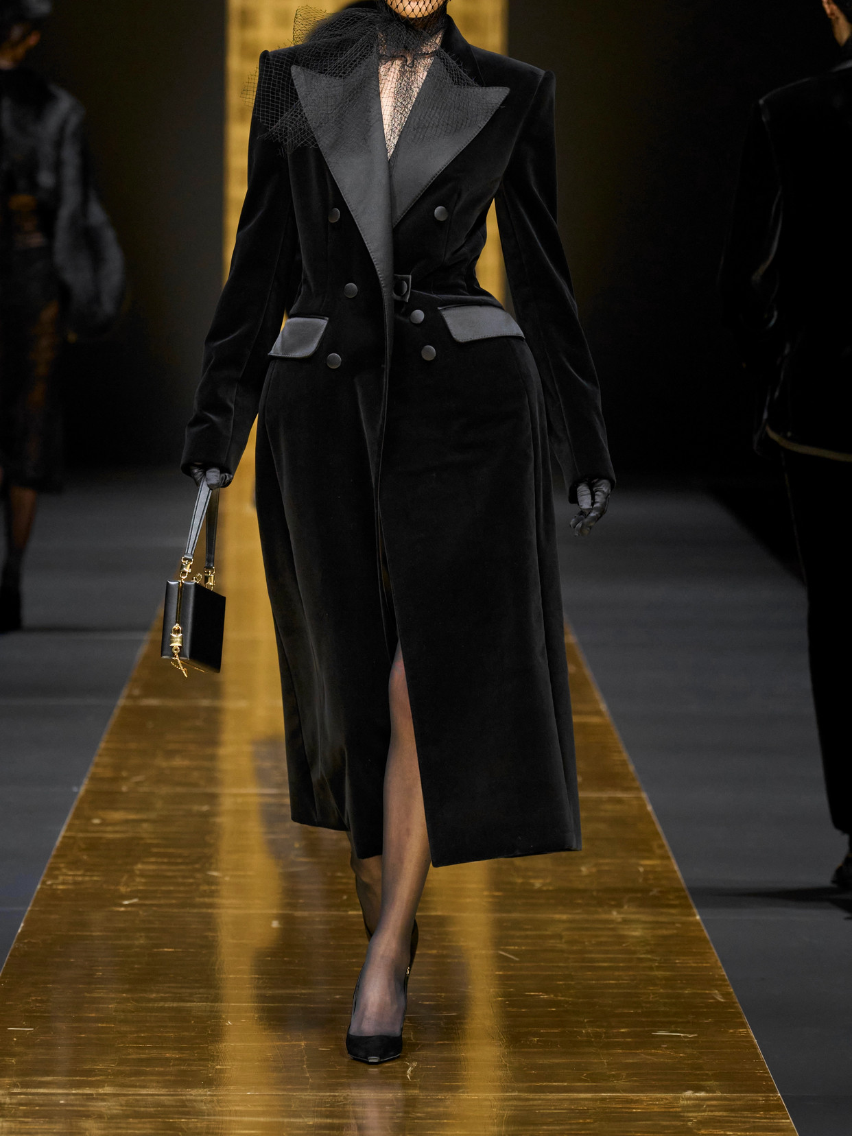 Dolce & Gabbana Double-breasted Satin-trimmed Velvet Coat In Black