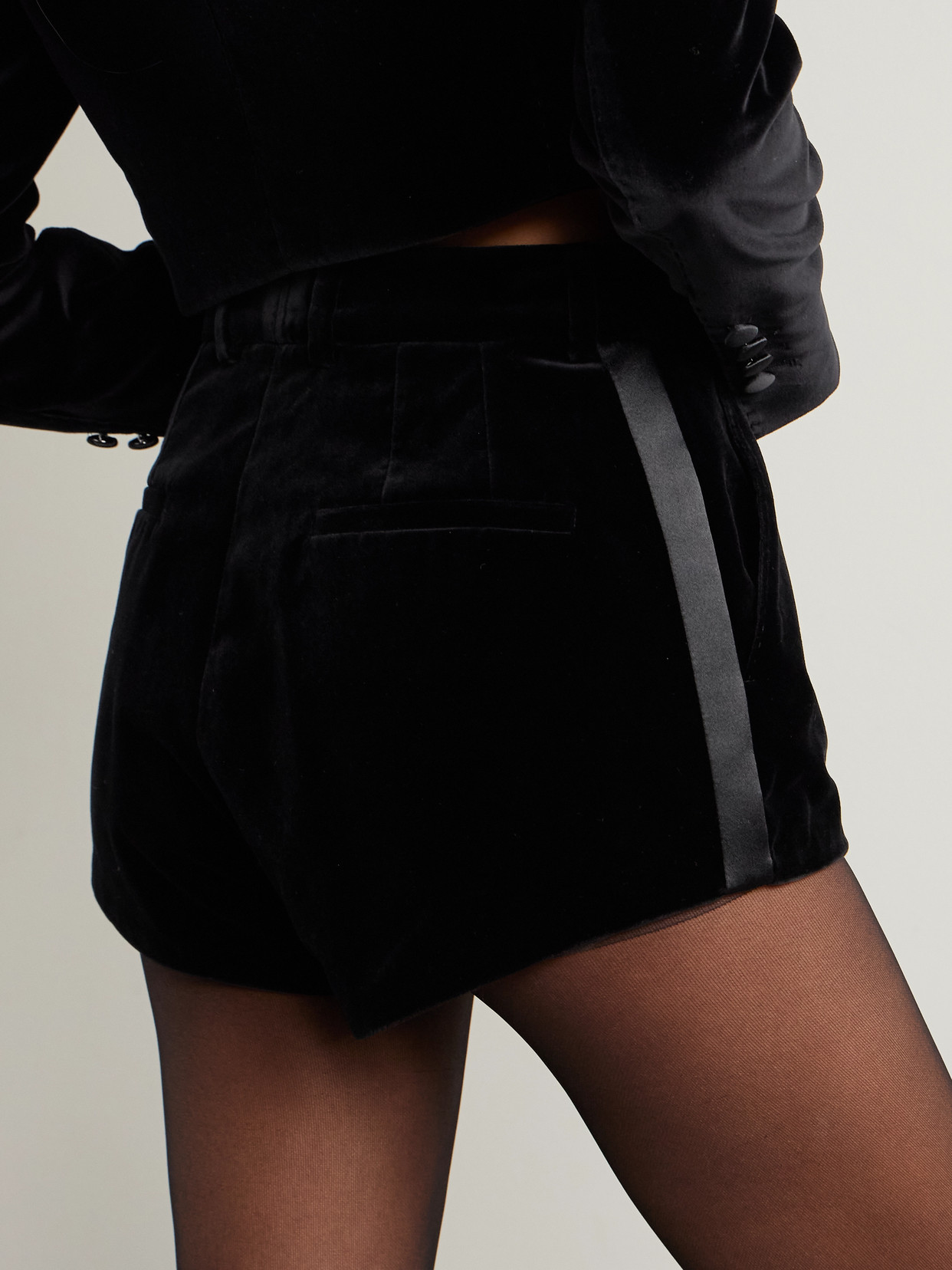Dolce & Gabbana Satin-trimmed Cotton-blend Velvet Shorts In Black