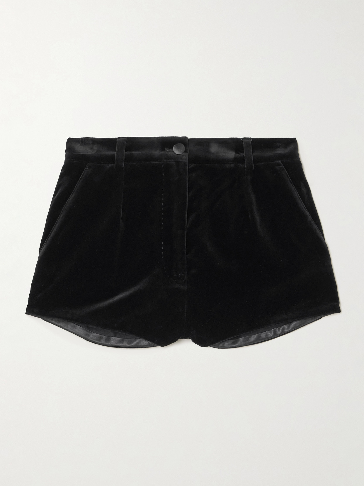 Dolce & Gabbana Satin-trimmed Cotton-blend Velvet Shorts In Black