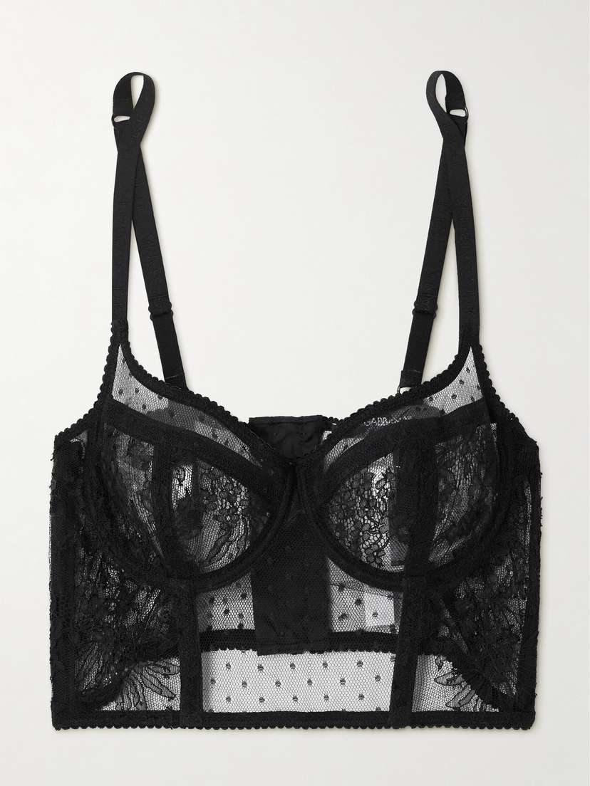 Dolce & Gabbana Embroidered Tulle Underwired Bralette