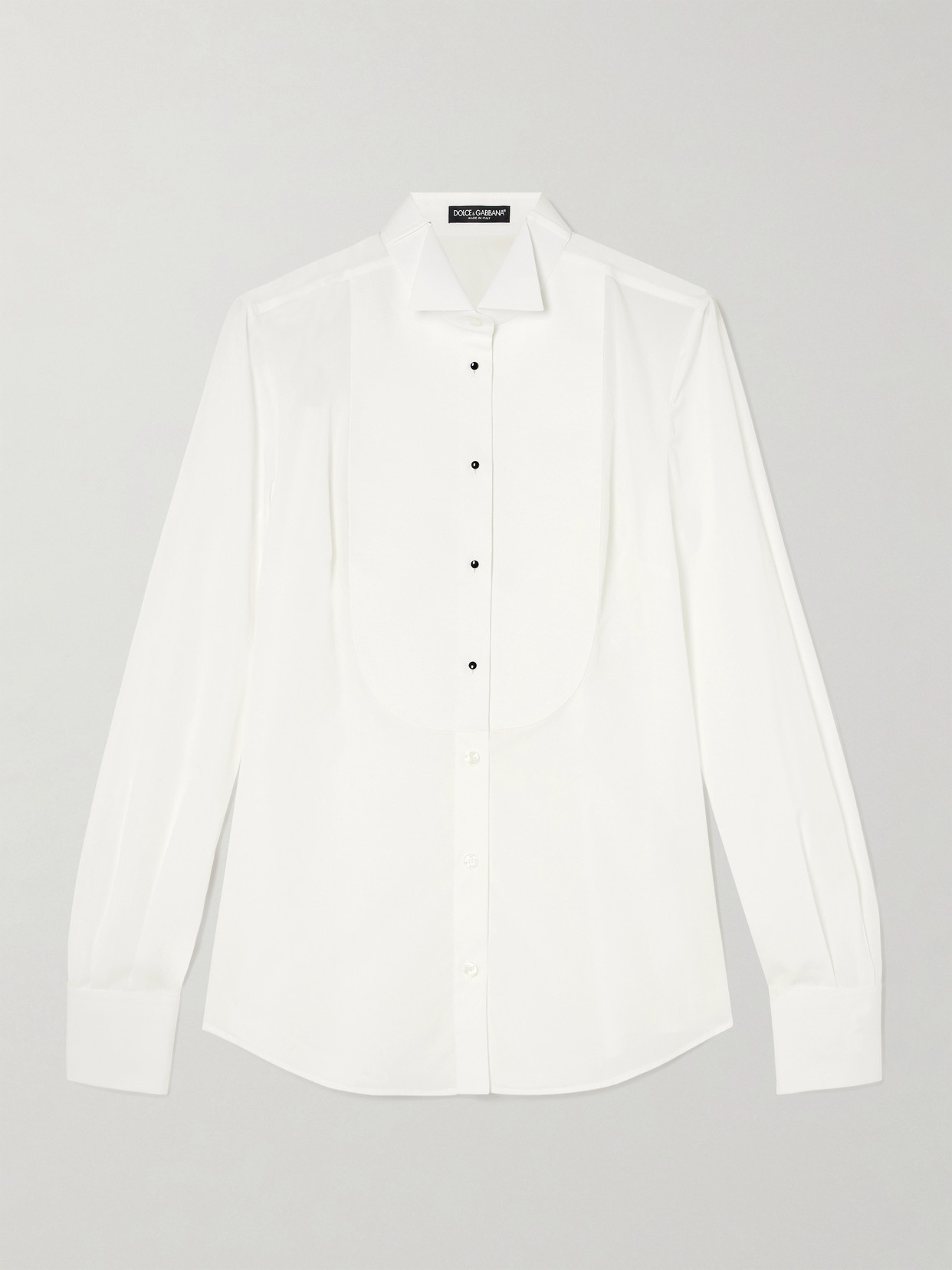 Dolce & Gabbana - Piqué-trimmed Paneled Cotton-poplin Shirt - White
