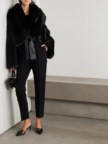 Dolce&Gabbana Cropped satin-trimmed shearling jacket