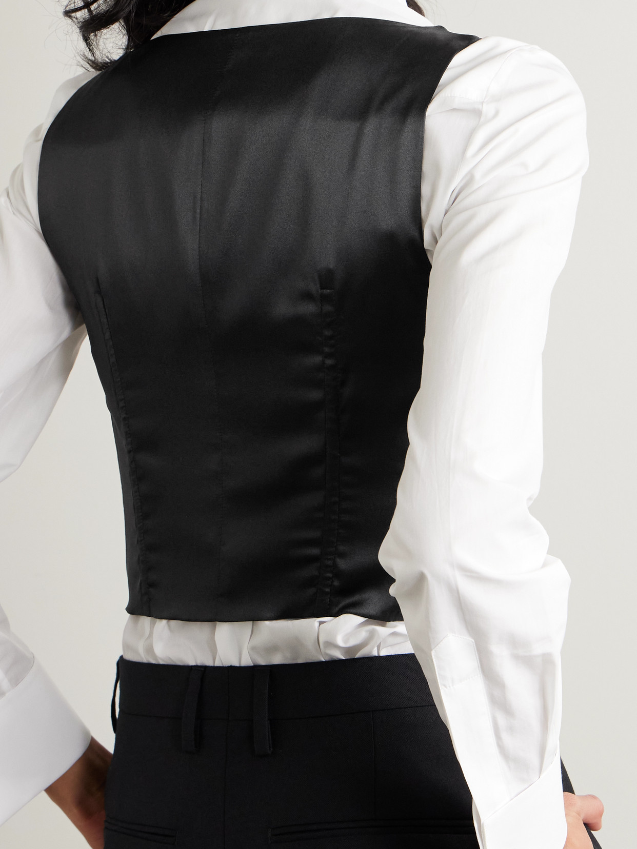 Dolce & Gabbana Double-breasted Duchesse Silk-satin Vest In Black