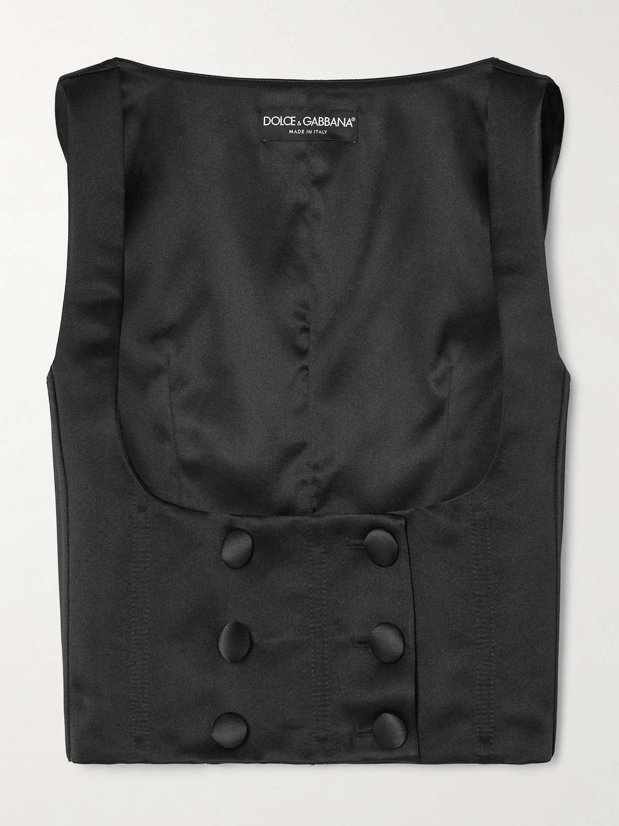 Dolce & Gabbana Double-breasted Duchesse Silk-satin Vest In Black
