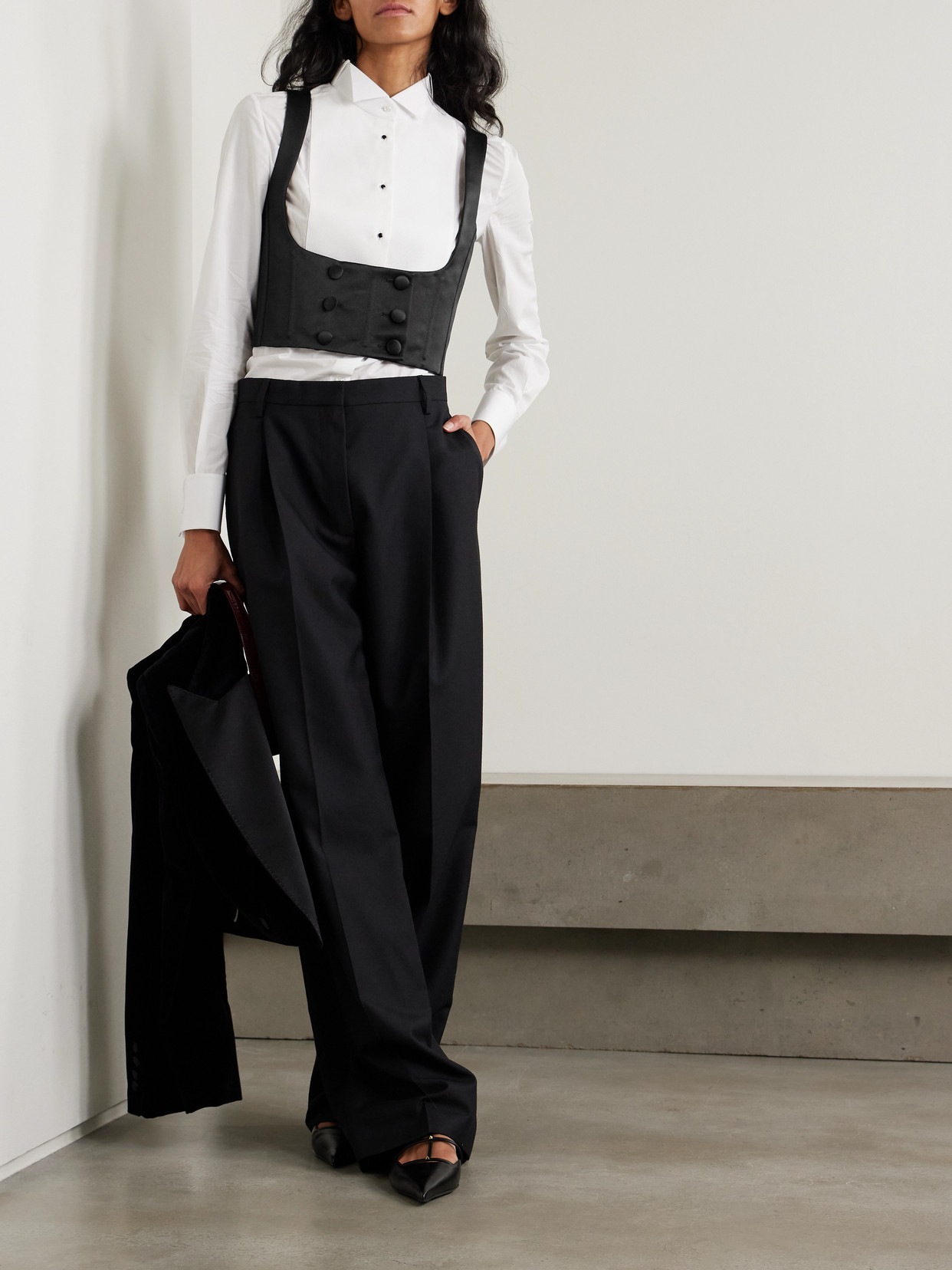 Dolce & Gabbana Double-breasted Duchesse Silk-satin Vest In Black