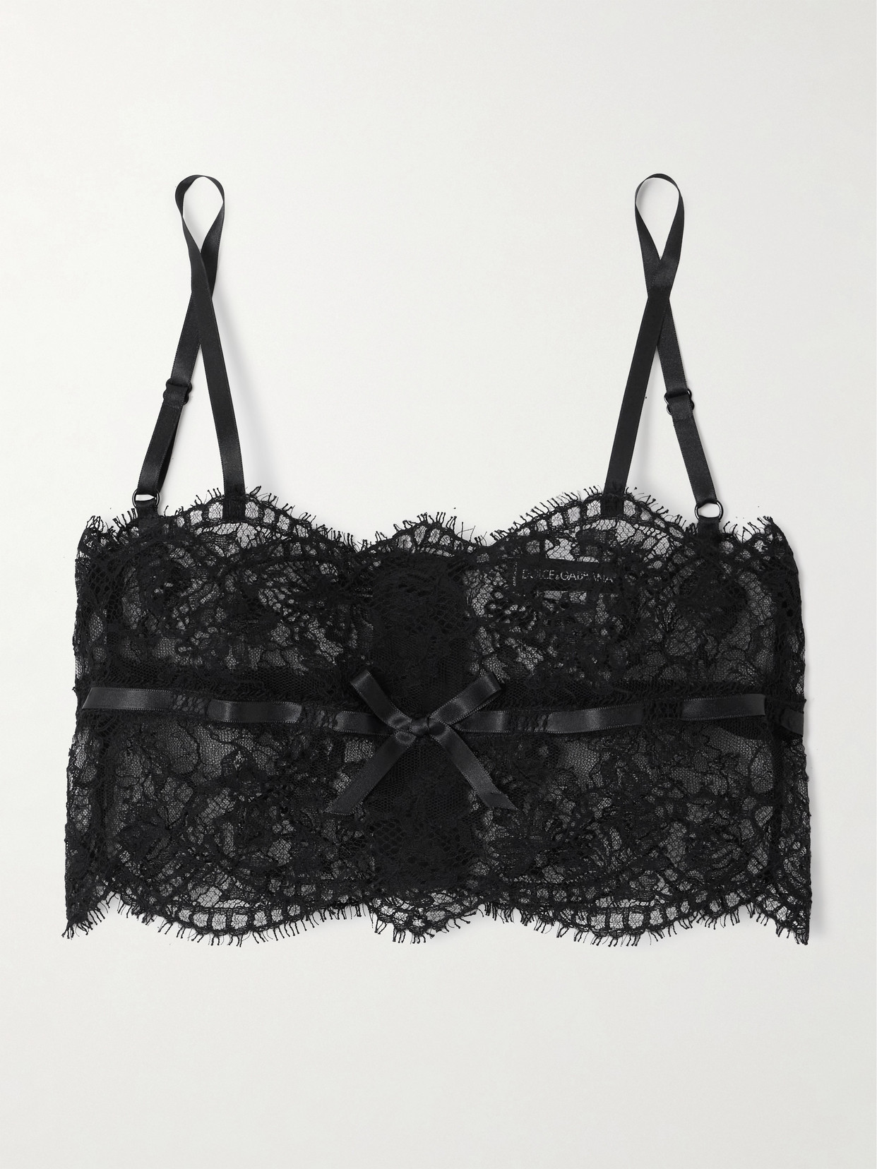 Dolce & Gabbana - Satin-trimmed Chantilly Lace Top - Black