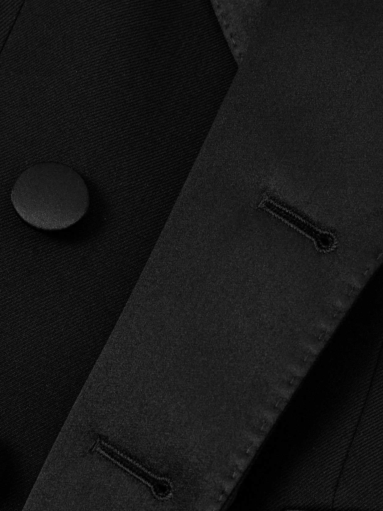 Dolce & Gabbana Double-breasted Silk-blend Satin-trimmed Wool-blend Twill Coat In Black