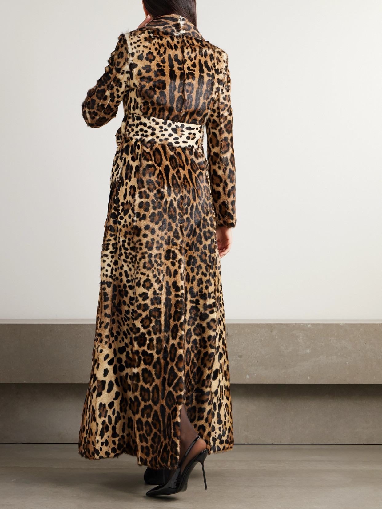 Dolce & Gabbana Belted Double-breasted Leopard-print Goat Hair Coat In Animal Print