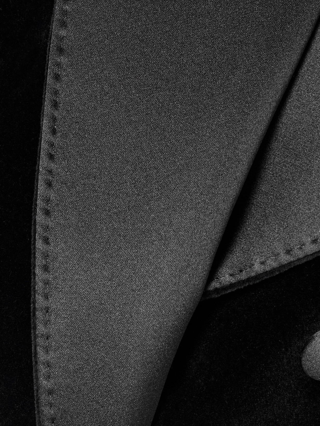 Dolce & Gabbana Cropped Double-breasted Satin-trimmed Velvet Blazer In Black