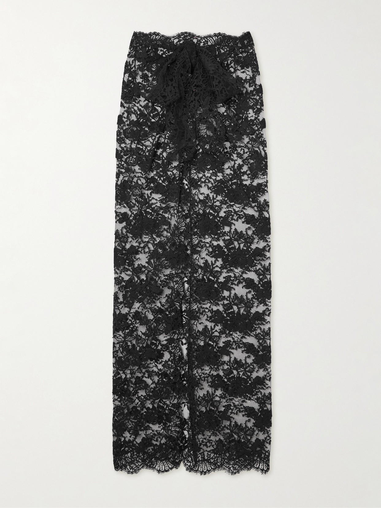 Dolce & Gabbana - Tie-detailed Cotton-blend Chantilly Lace Maxi Skirt - Black
