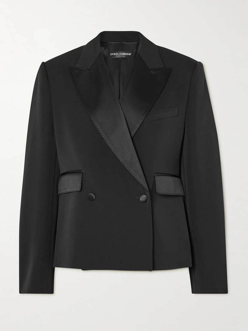 Dolce & Gabbana Double-breasted Satin-trimmed Wool-blend Blazer
