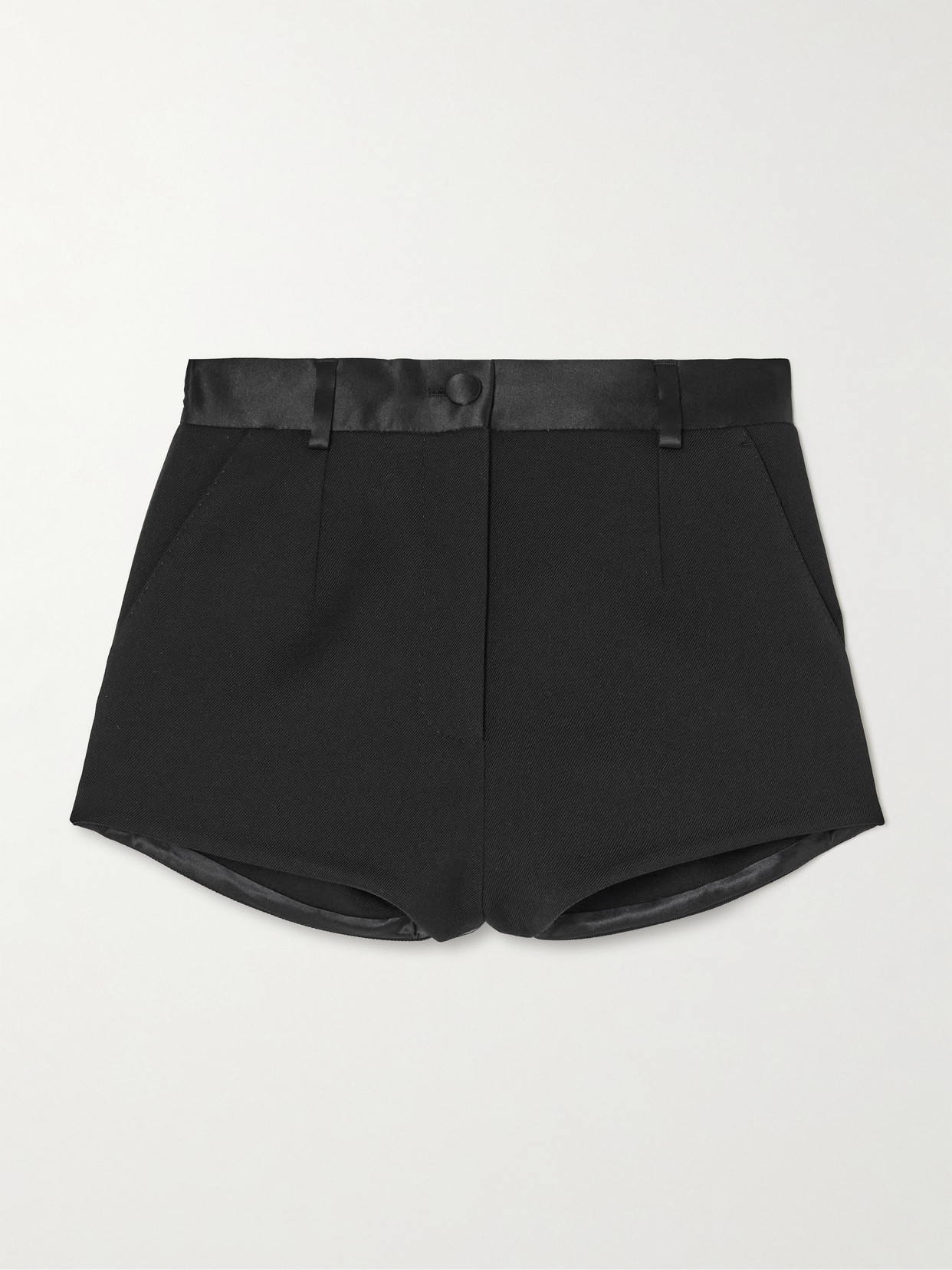 Dolce & Gabbana Satin-trimmed Wool-blend Shorts In Black