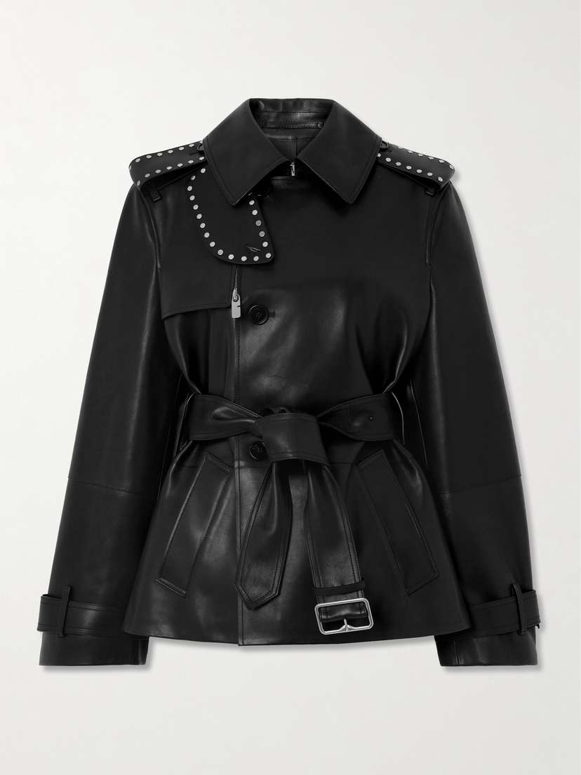 Burberry Studded Belted Leather Jacket