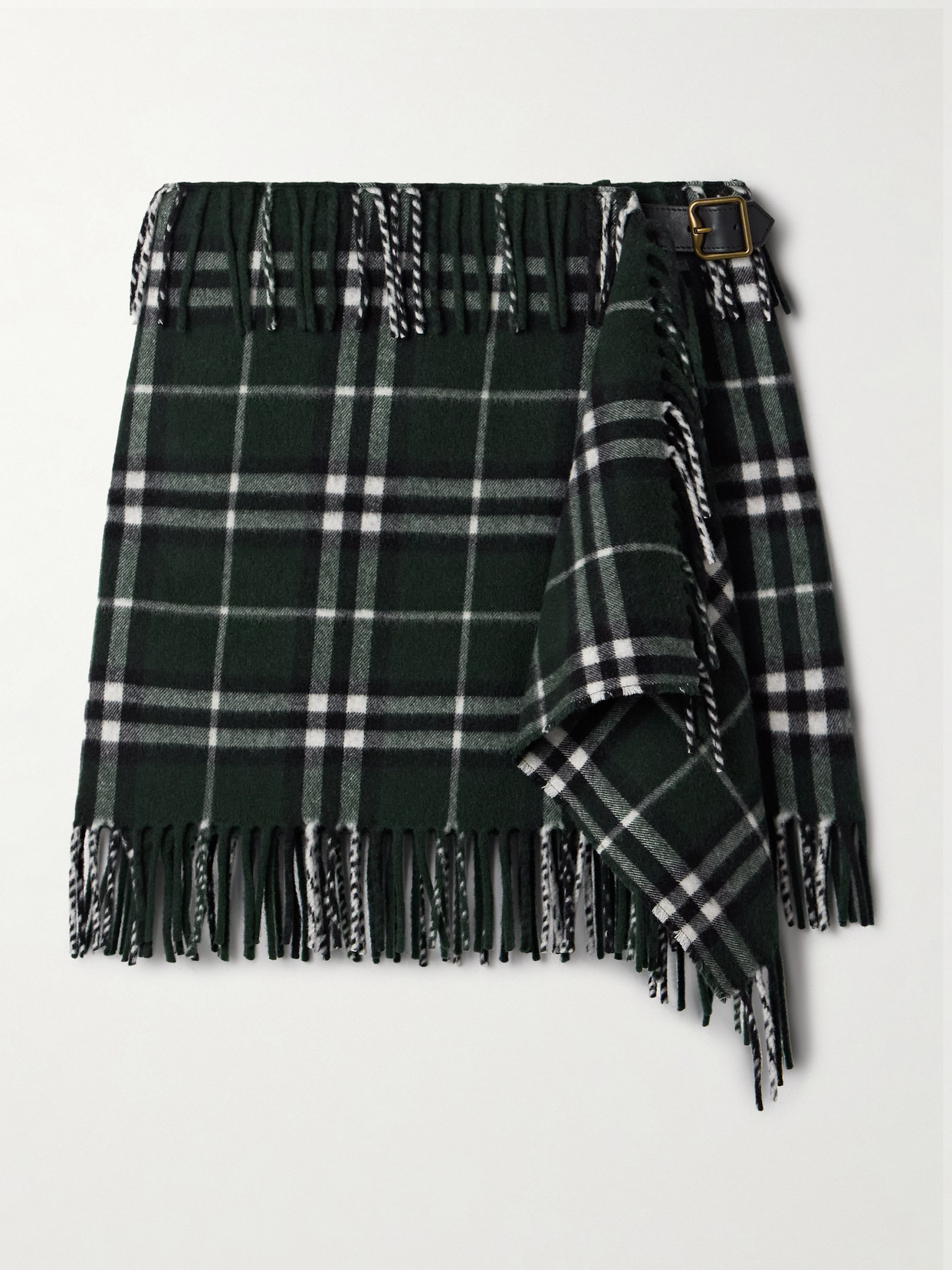 Burberry Check Wool And Cashmere Scarf Skirt In Green