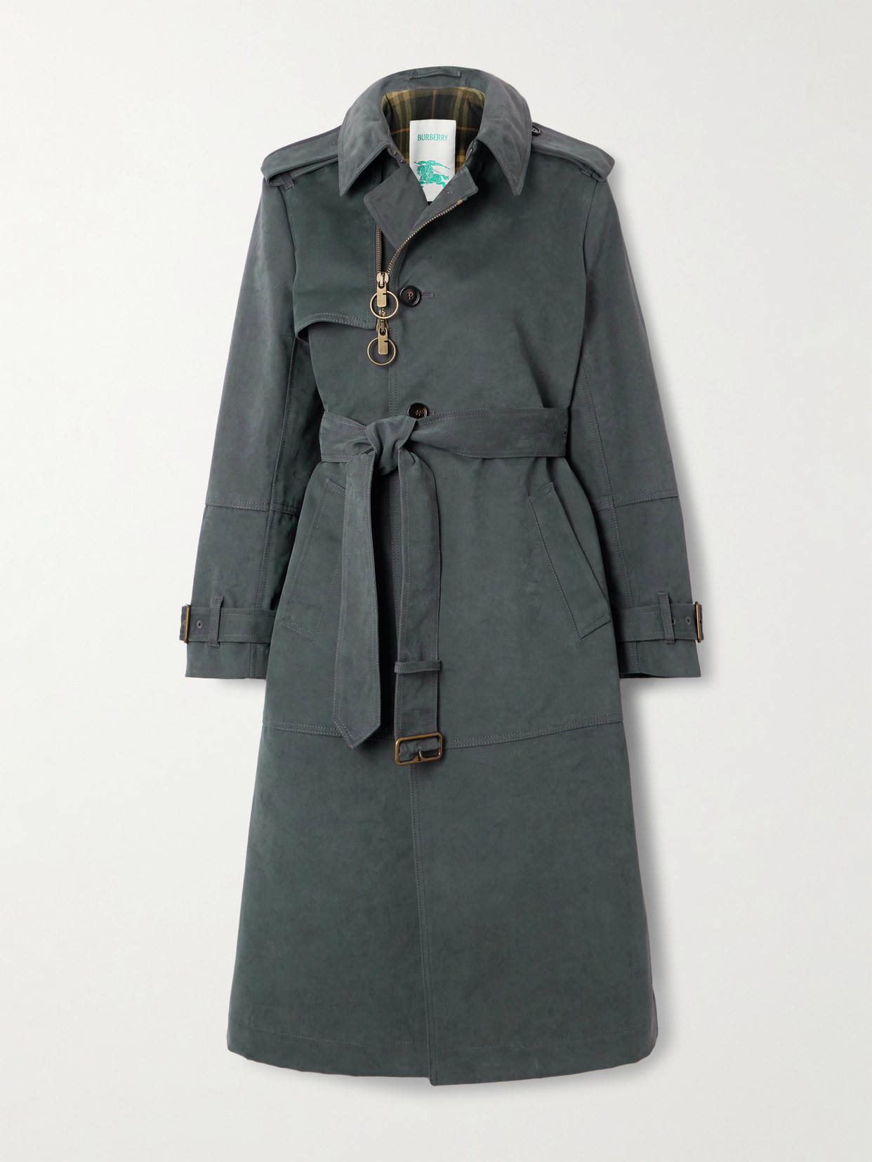 Burberry Belted Double-breasted Cotton-blend Twill Trench Coat In Gray
