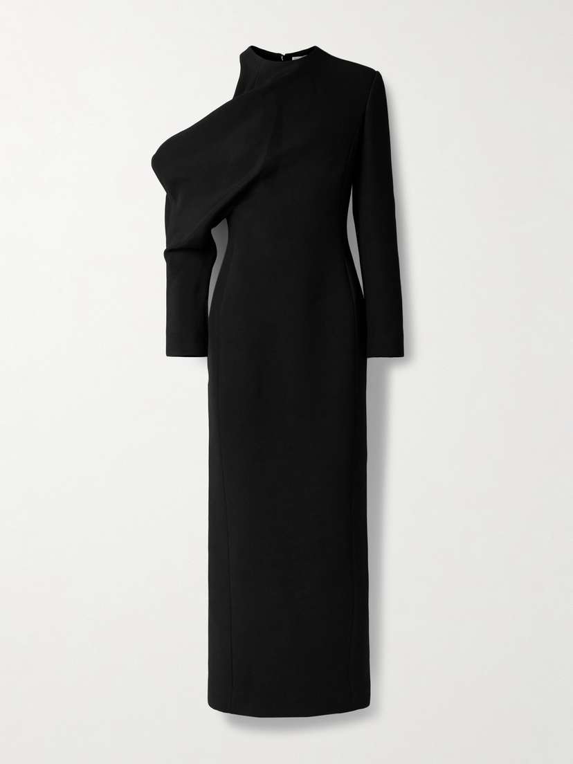 Khaite Trey Cold-shoulder Draped Cady Maxi Dress