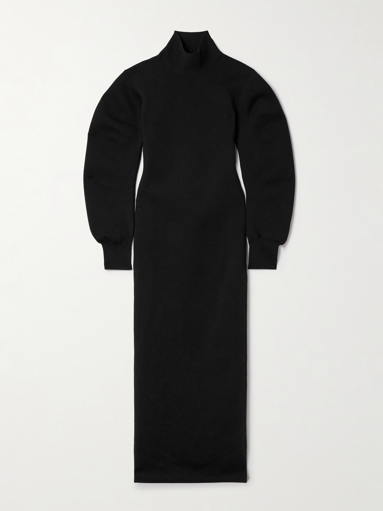 Khaite Storm Wool-blend Turtleneck Midi Dress In Black