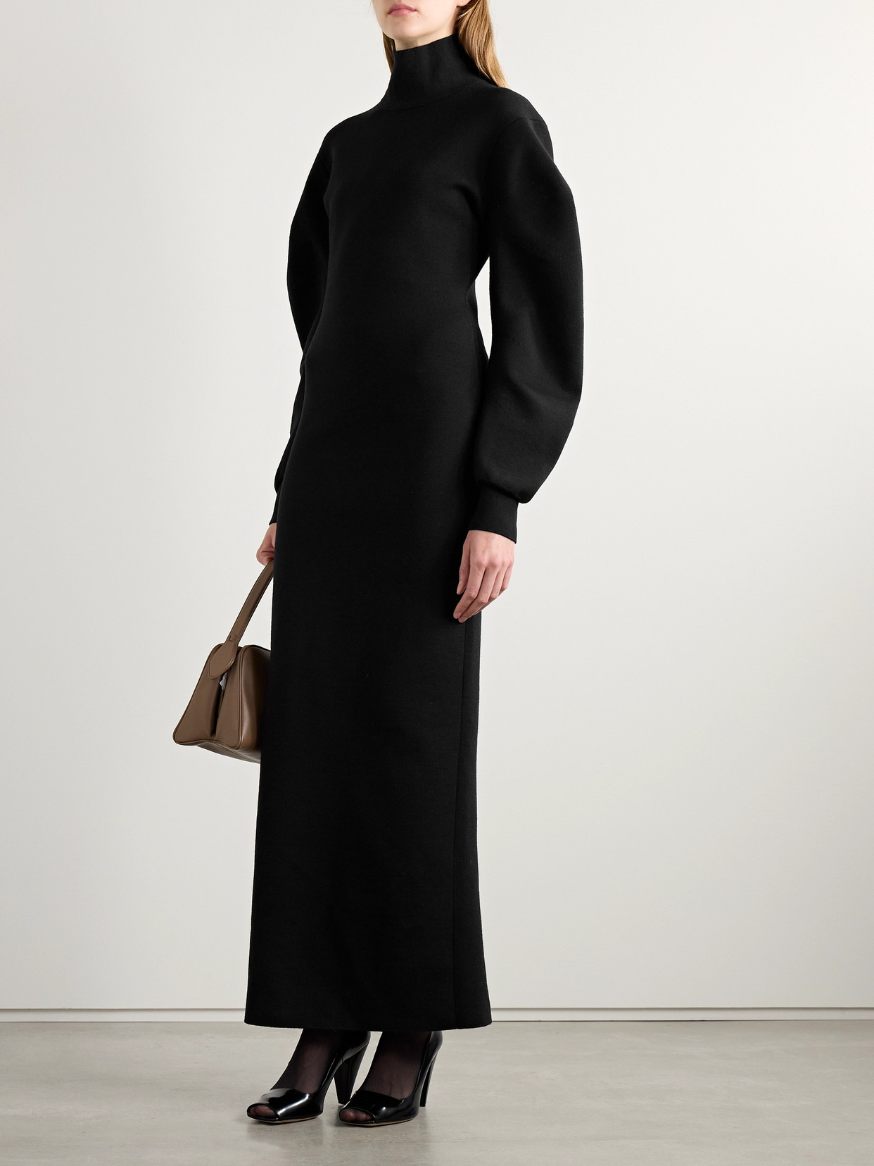 Khaite Storm Wool-blend Turtleneck Midi Dress In Black