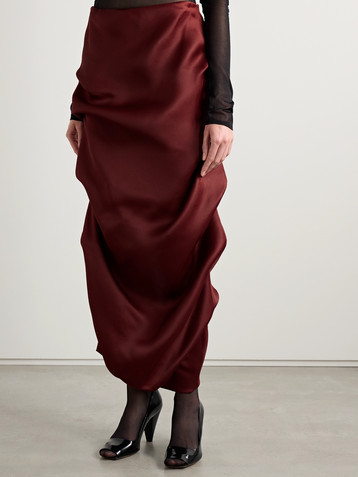 KHAITE Olula draped silk-gazar midi skirt