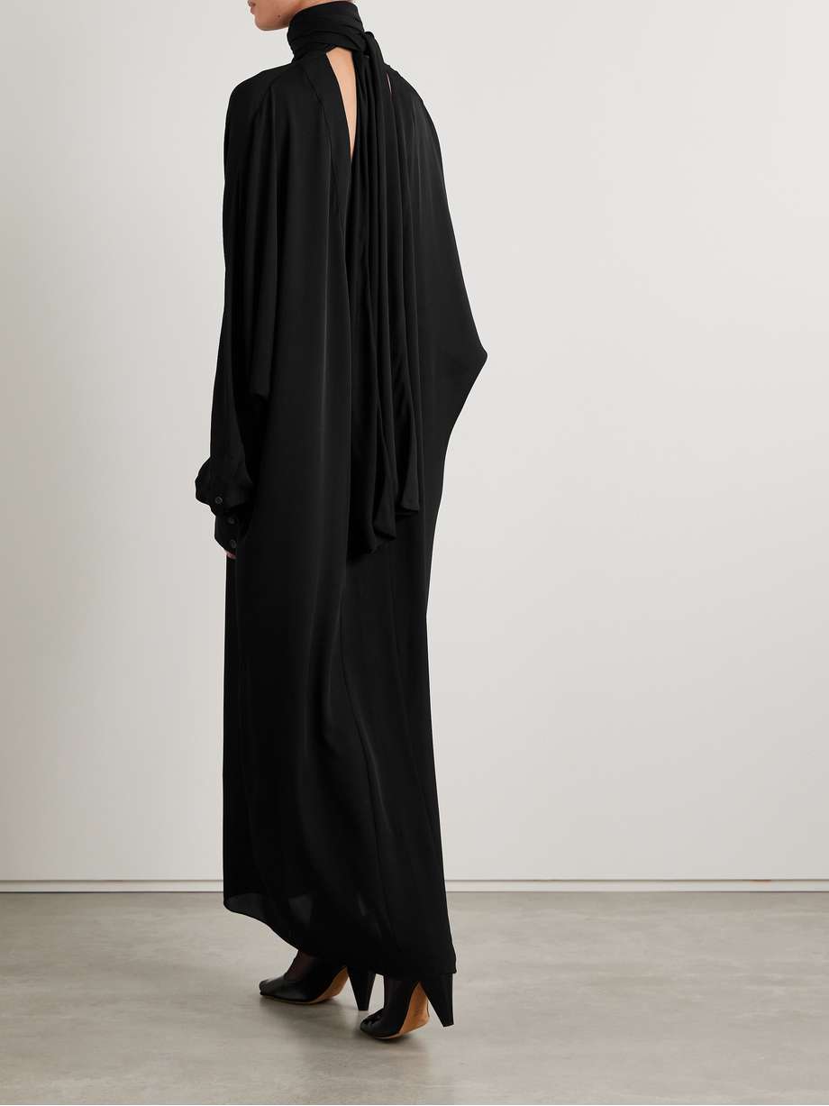 lexi open-back tie-neck silk-chiffon turtleneck maxi dress