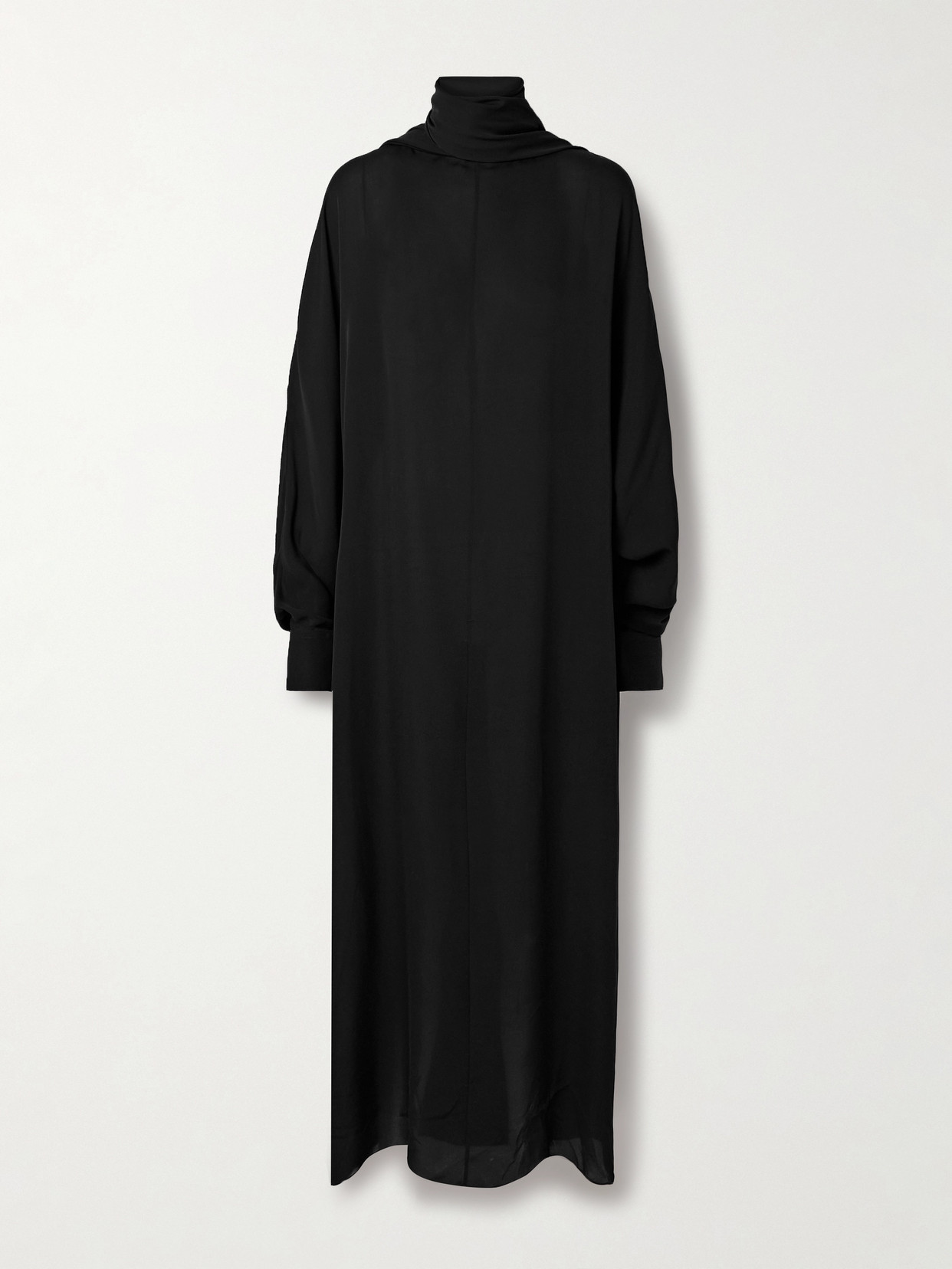 Khaite Lexi Open-back Tie-neck Silk-chiffon Turtleneck Maxi Dress In Black