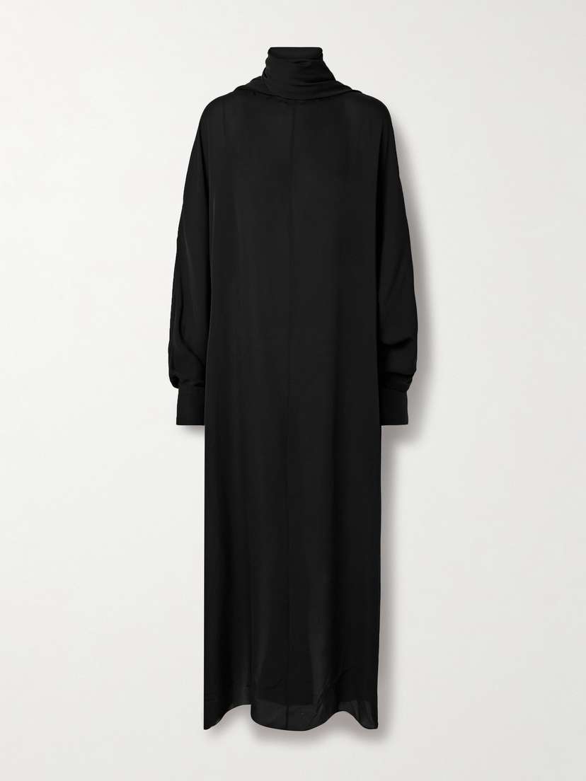 Khaite Lexi Open-back Tie-neck Silk-chiffon Turtleneck Maxi Dress