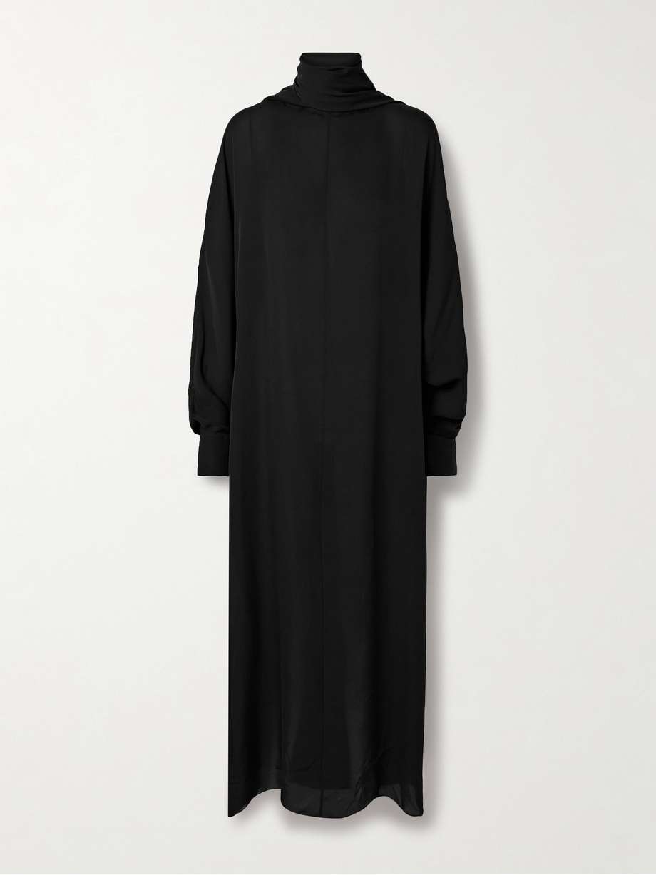 lexi open-back tie-neck silk-chiffon turtleneck maxi dress