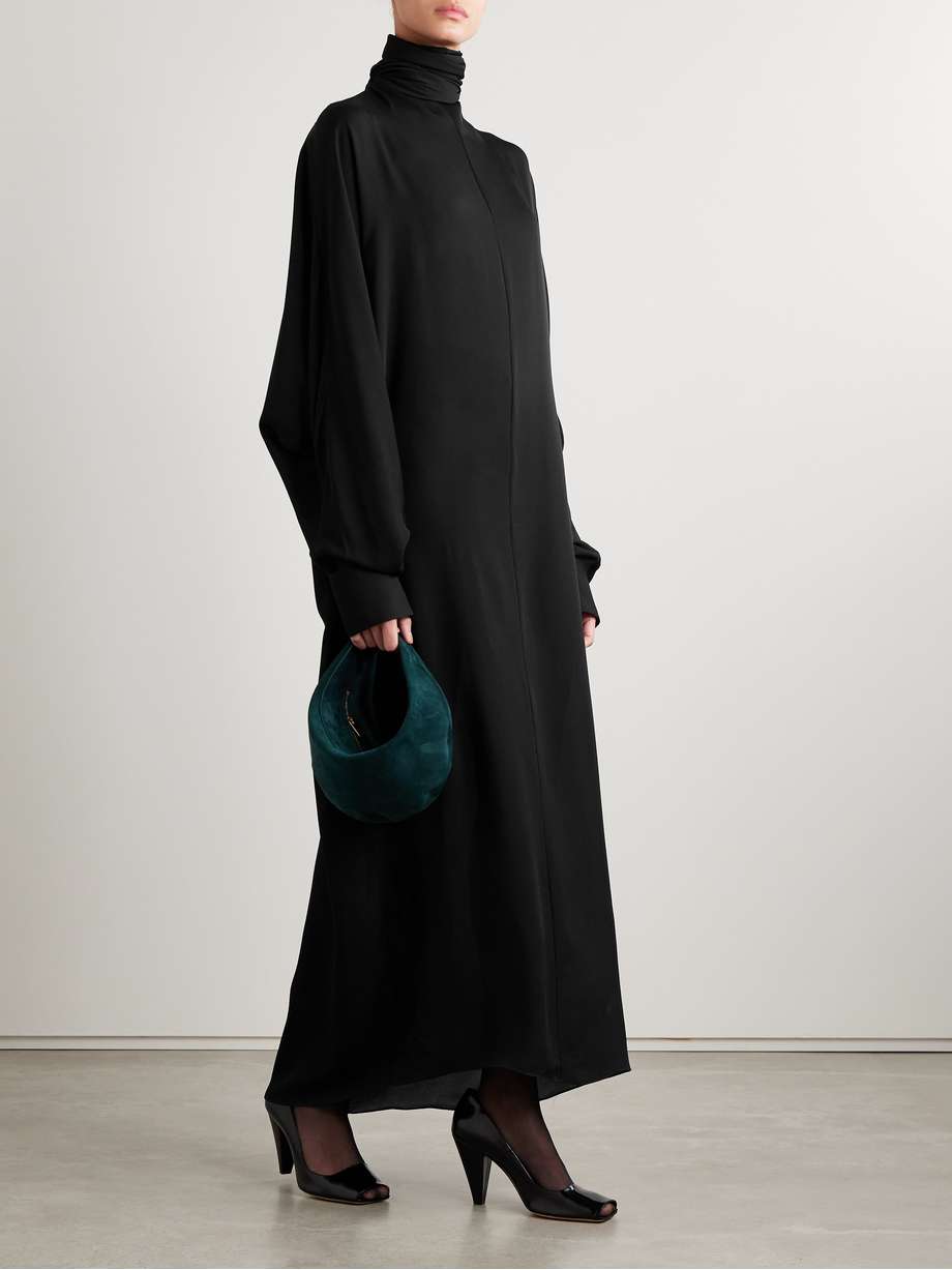 lexi open-back tie-neck silk-chiffon turtleneck maxi dress