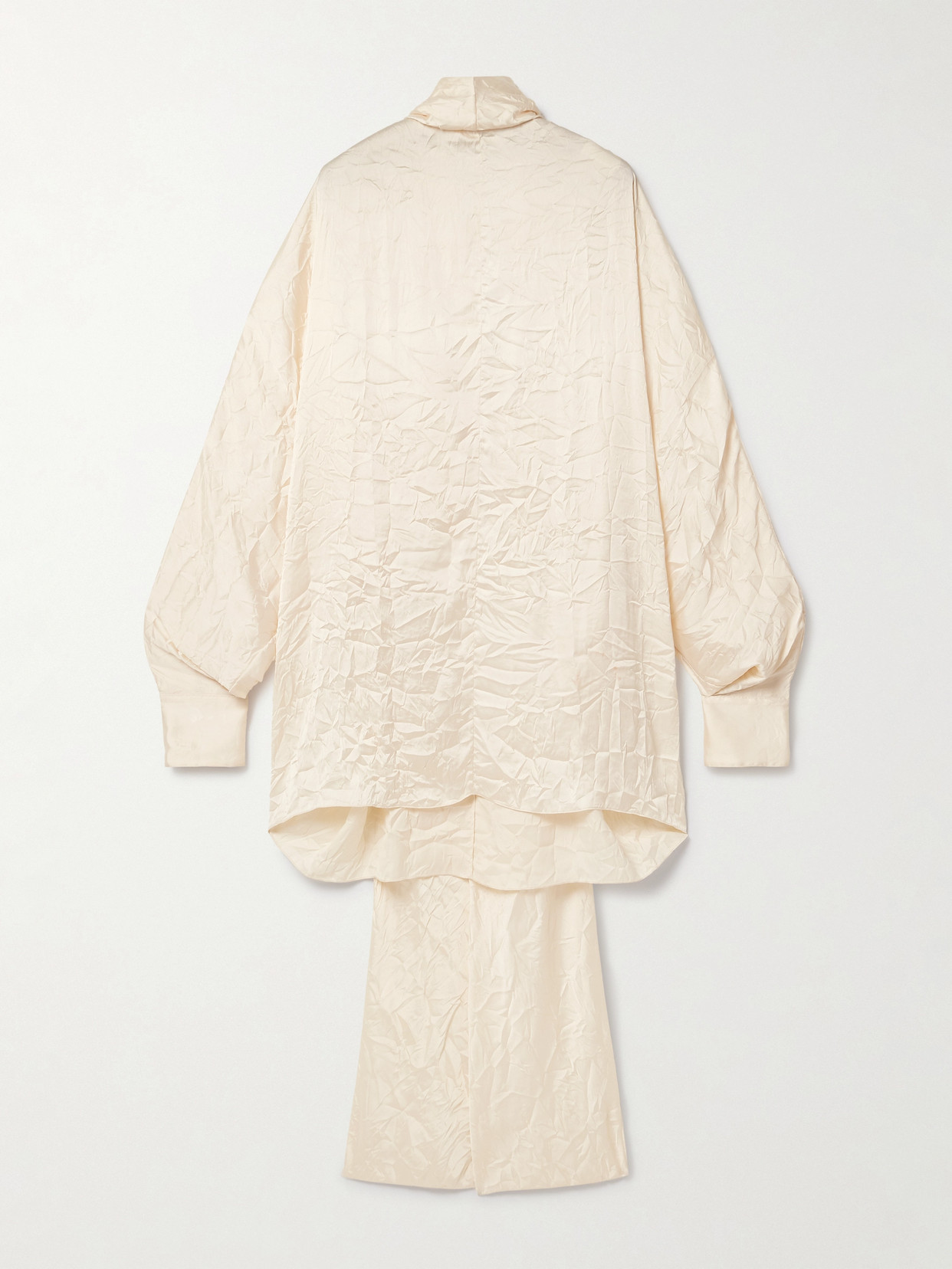 Khaite Bex Open-back Tie-neck Crinkled Satin-twill Top In Cream