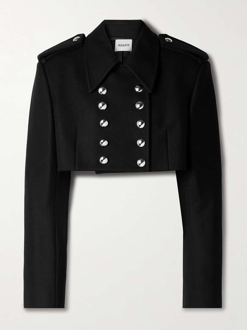 Khaite Leara Double-breasted Cropped Wool-blend Felt Jacket
