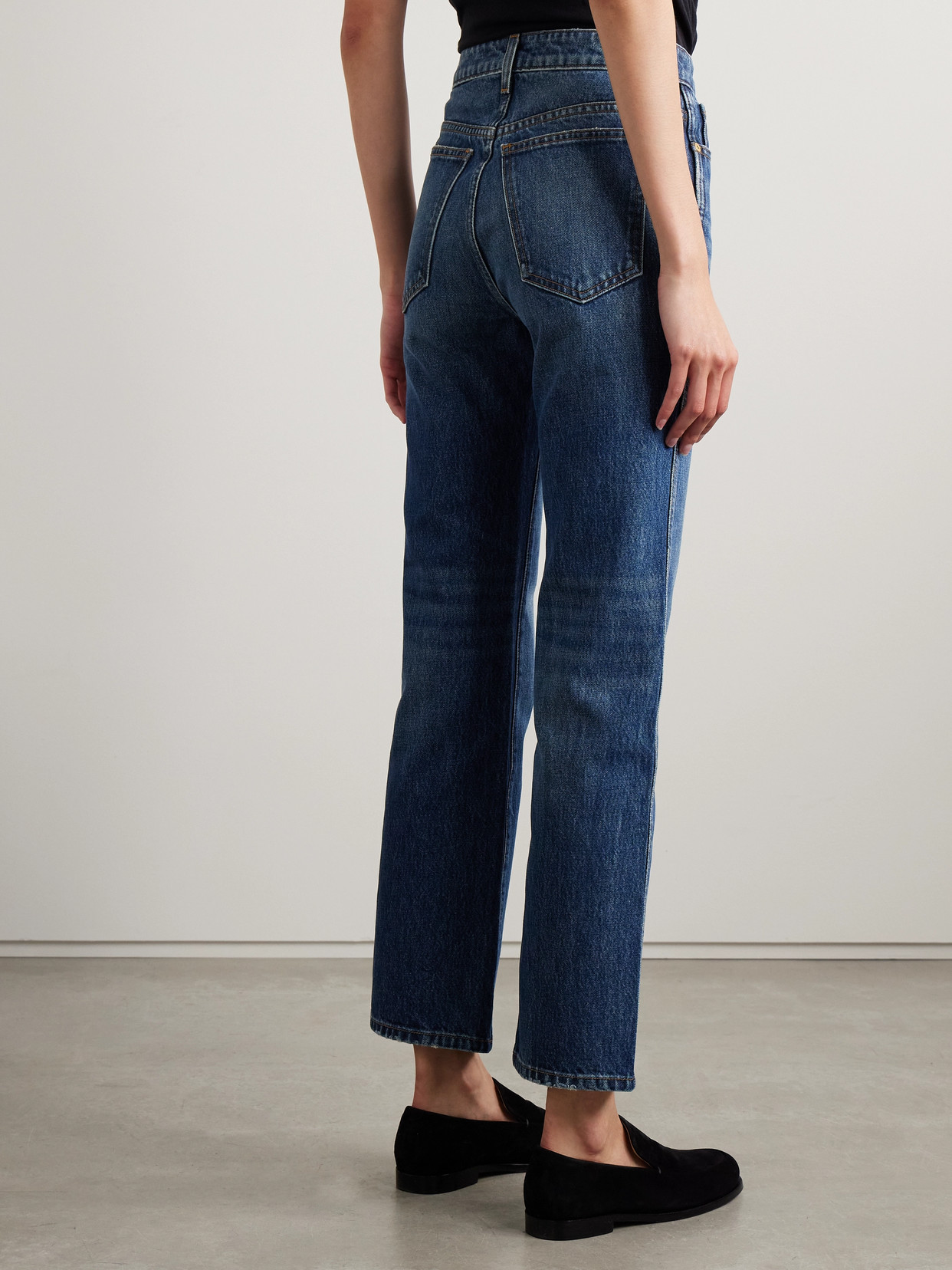 Khaite Abigail Cropped High-rise Straight-leg Jeans In Blue