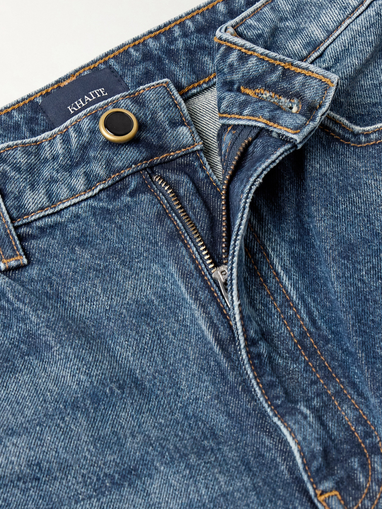 Khaite Abigail Cropped High-rise Straight-leg Jeans In Blue