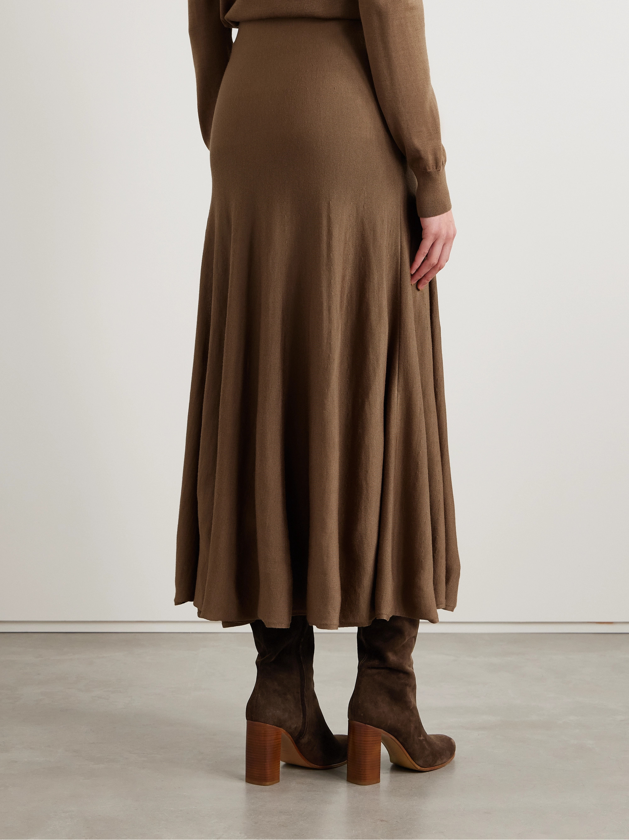 KHAITE Mayu wool-blend midi skirt