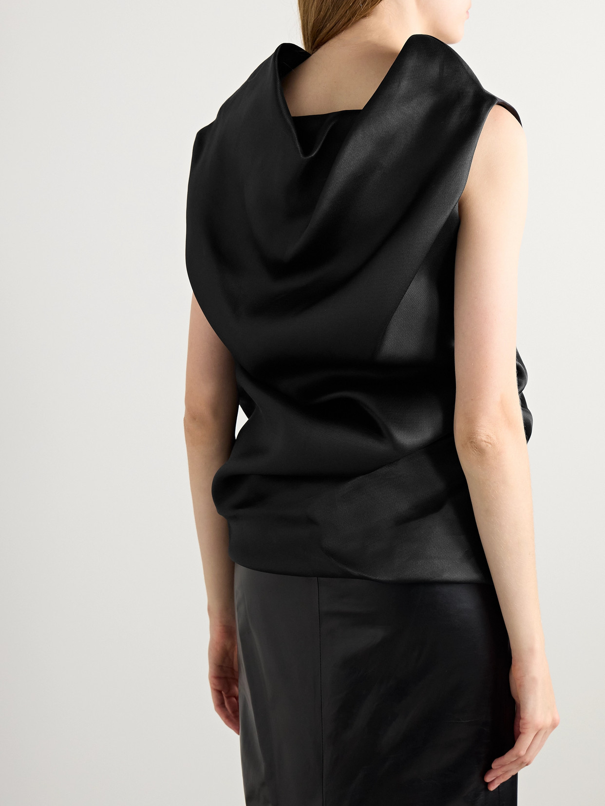 Khaite Luola Draped Silk-gazar Blouse In Black