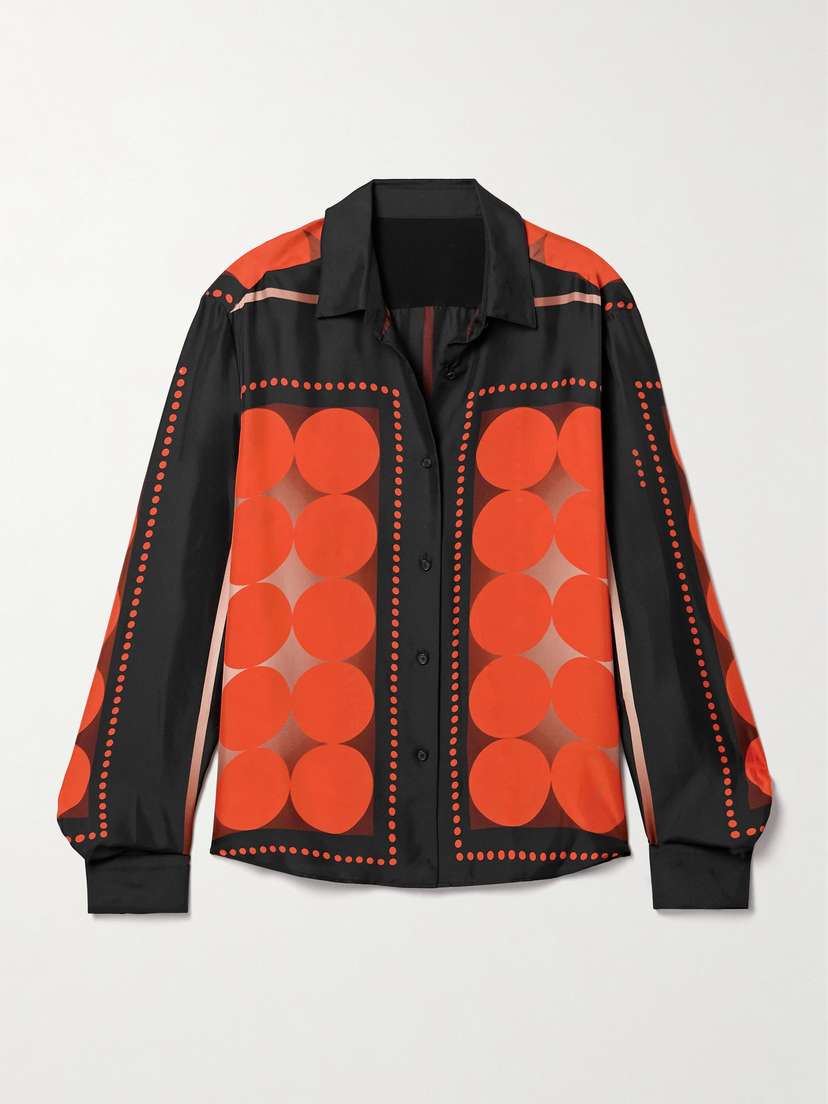 Khaite Argo Oversized Printed Silk-twill Shirt