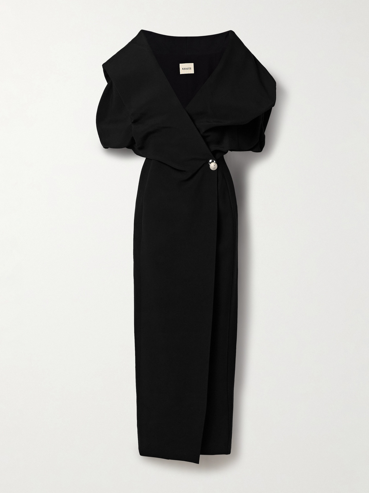 Khaite Truman Grain De Poudre Midi Dress In Black