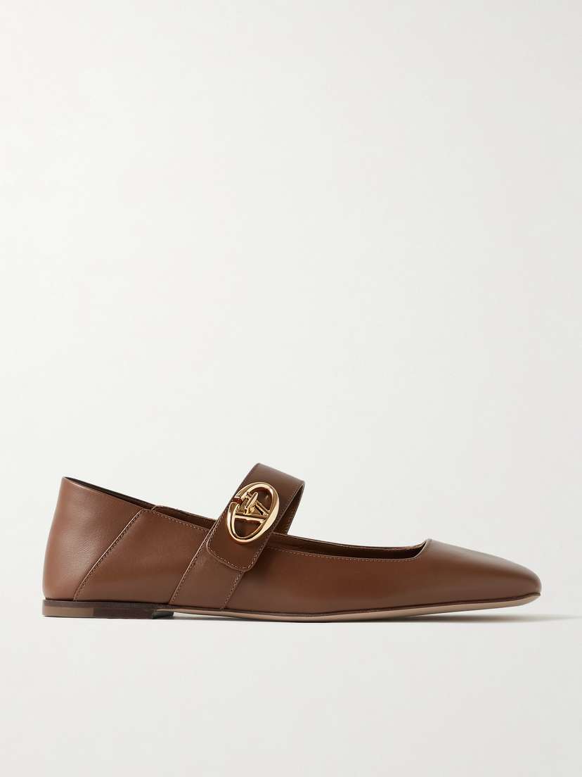 Valentino Garavani Vlogo Locker Leather Ballet Flats