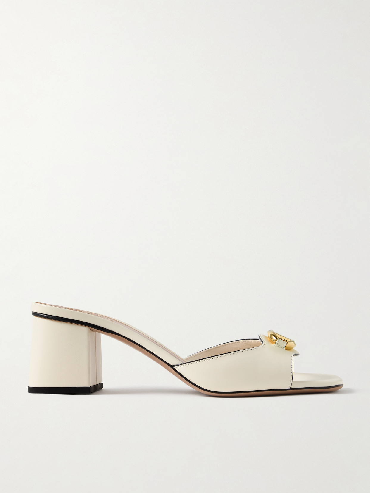 Valentino Garavani Vlogo Bold 60 Leather Mules In Ivory