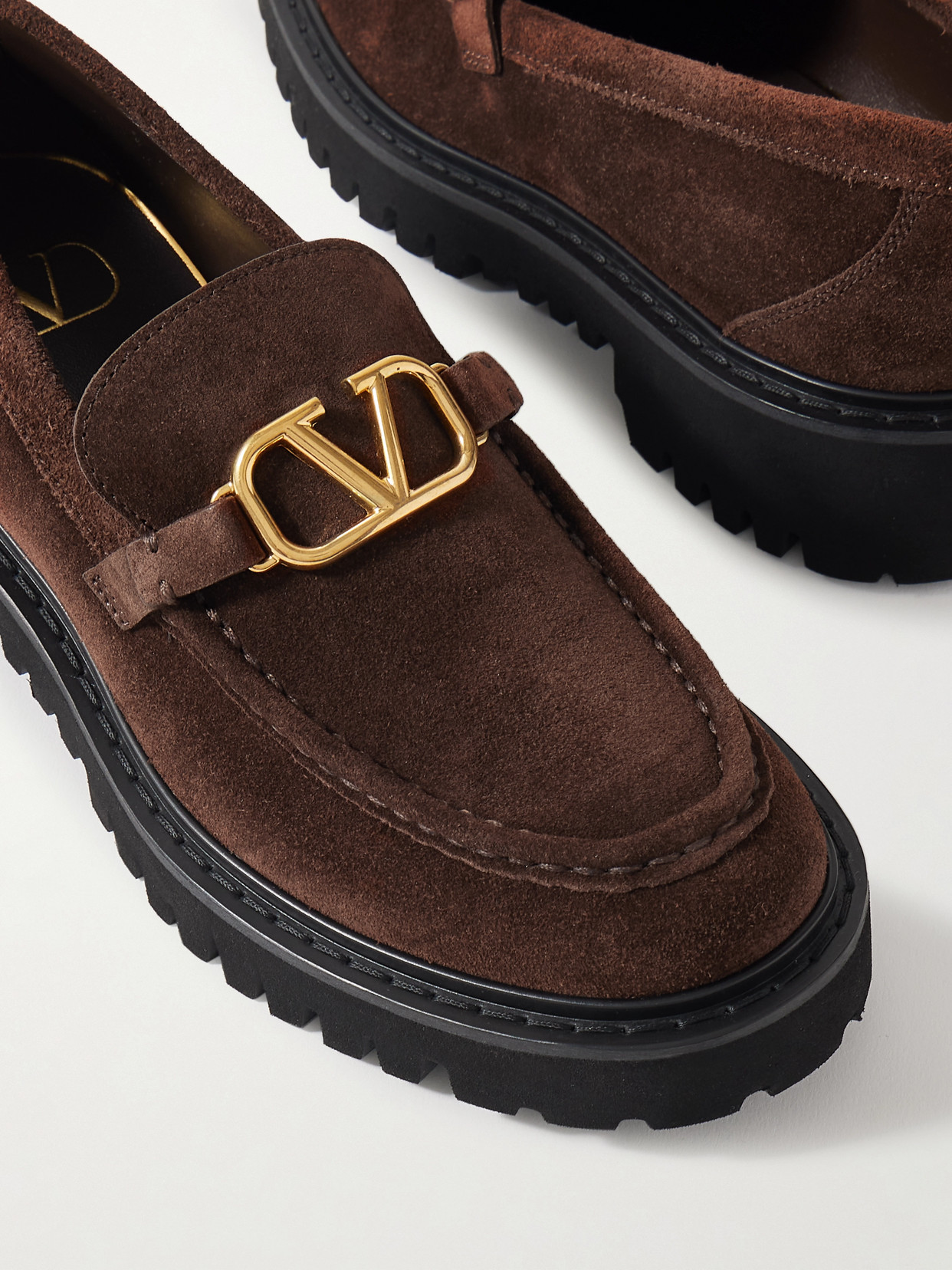 Valentino Vlogo 30 Suede Loafers In Brown