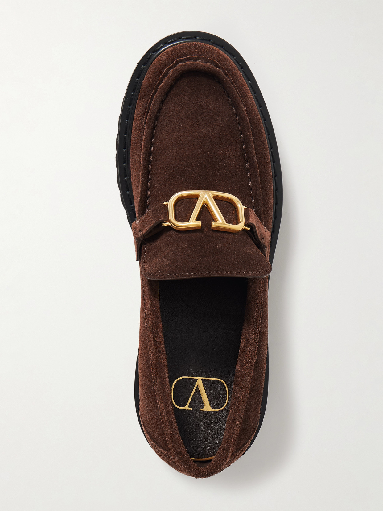 Valentino Vlogo 30 Suede Loafers In Brown