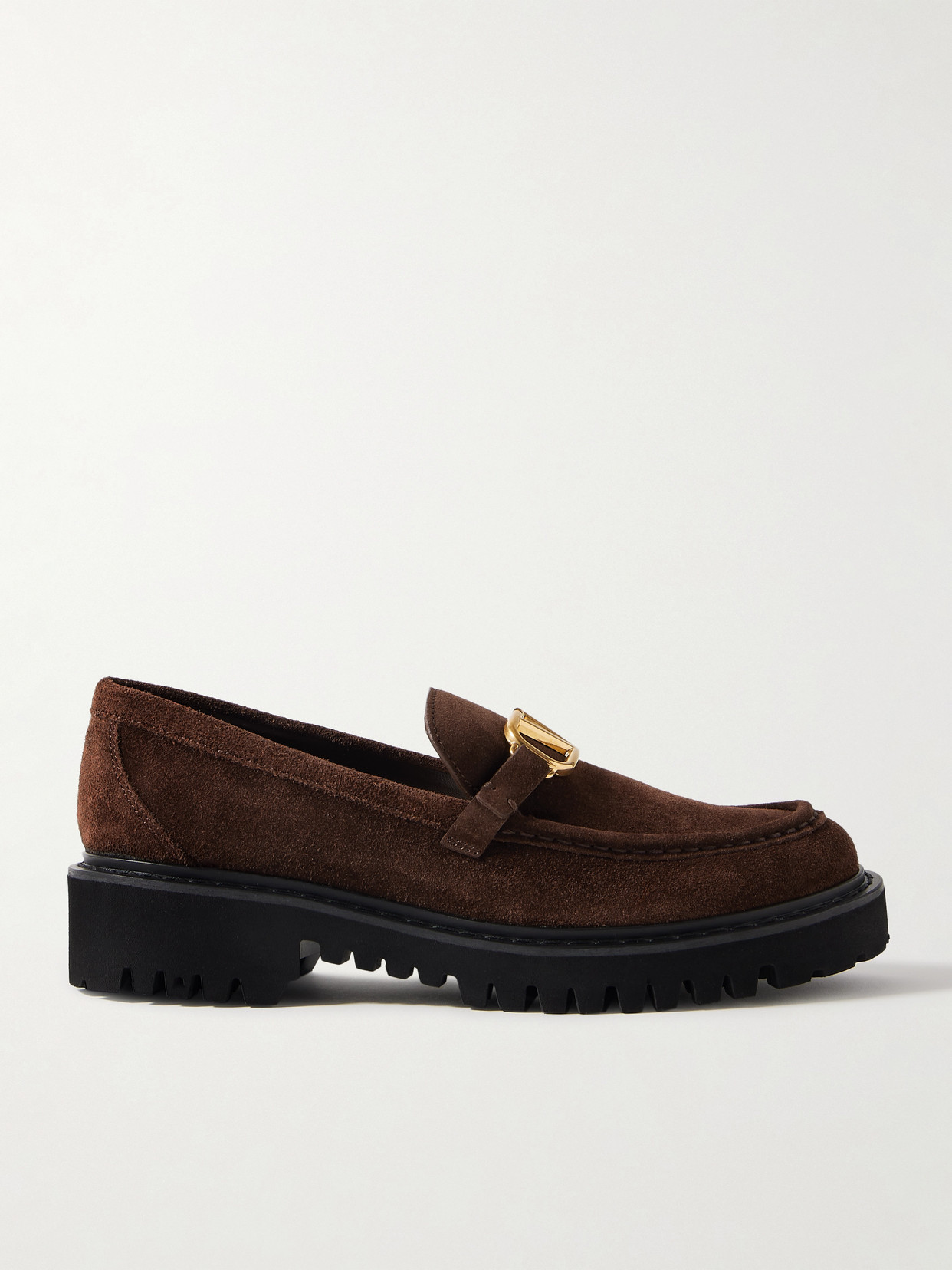 Valentino Garavani Vlogo 30 Suede Loafers In Brown