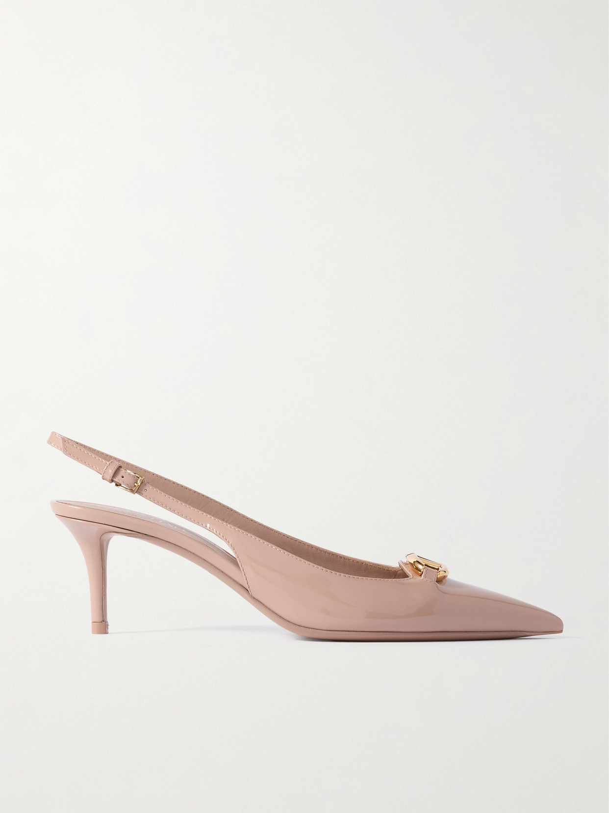 Valentino Garavani Vlogo Bold 60 Embellished Patent-leather Slingback Pumps In Neutrals