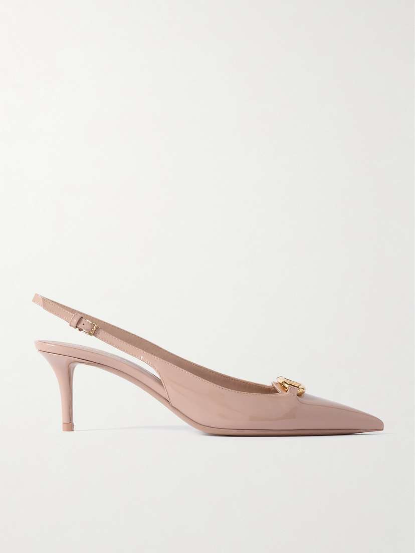Valentino Garavani Vlogo Bold 60 Embellished Patent-leather Slingback Pumps