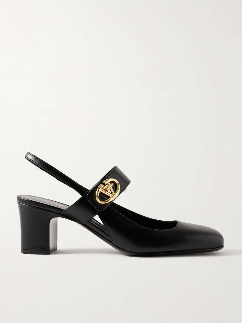 Valentino Garavani Vlogo 60 Embellished Leather Slingback Pumps