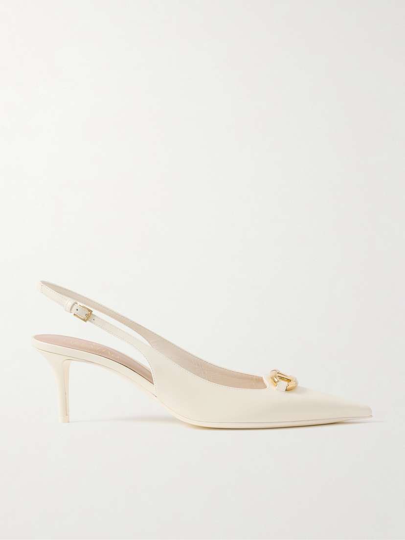 Valentino Garavani Vlogo Embellished Leather Slingback Pumps