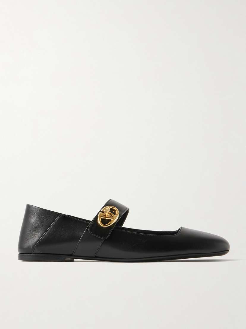 Valentino Garavani Vlogo Locker Leather Ballet Flats